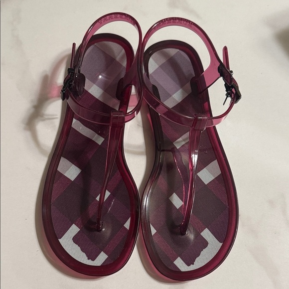 Burberry Women's Sandals in Burgundy and White - Picture 1 of 9